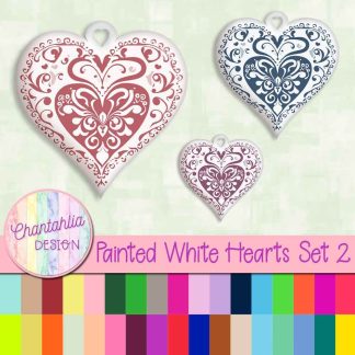 Free painted white hearts design elements.