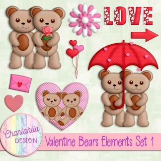 Free design elements in a Valentine Bears theme