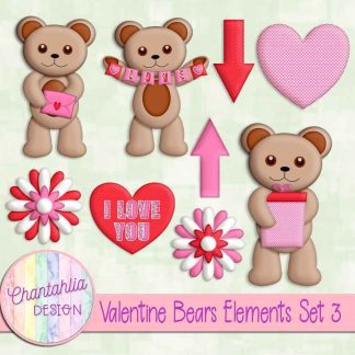 Free design elements in a Valentine Bears theme