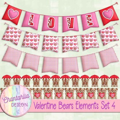 Free design elements in a Valentine Bears theme