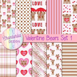 Free digital papers in a Valentine Bears theme