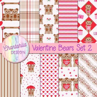 Free digital papers in a Valentine Bears theme