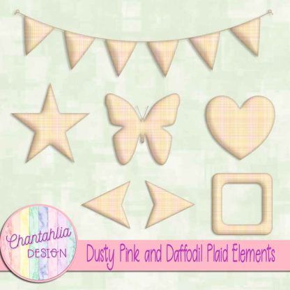 Free dusty pink and daffodil plaid elements