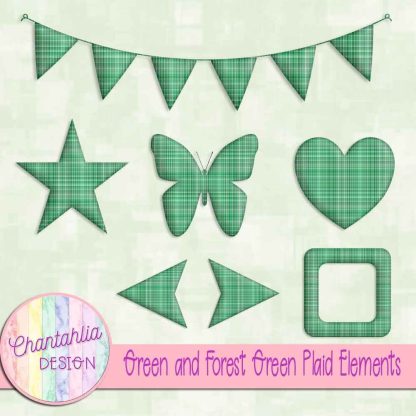 Green and Forest Green Plaid Elements