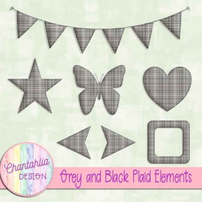 Grey and Black Plaid Elements