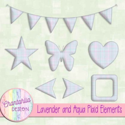 Lavender and Aqua Plaid Elements