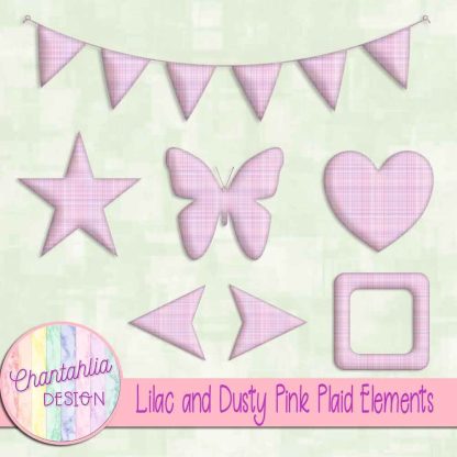 Free lilac and dusty pink plaid elements