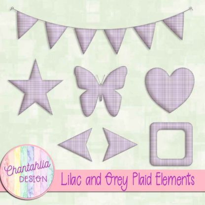 Free lilac and grey plaid elements