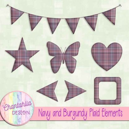 Free navy and burgundy plaid elements