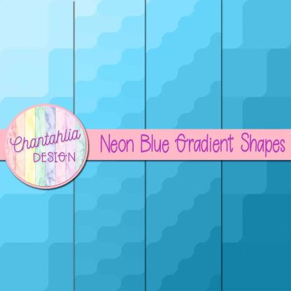 Free neon blue gradient shapes digital papers