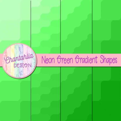 Free neon green gradient shapes digital papers