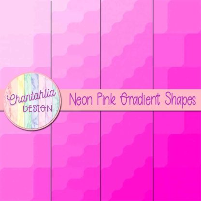 Free neon pink gradient shapes digital papers