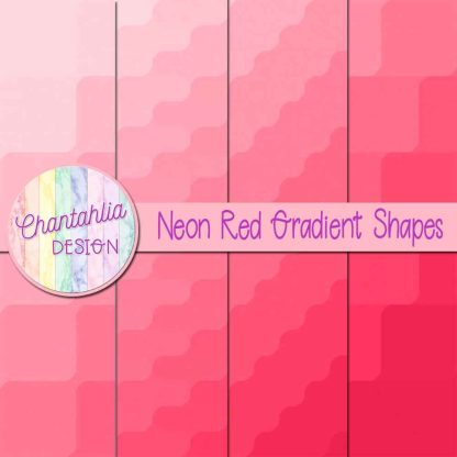 Free neon red gradient shapes digital papers