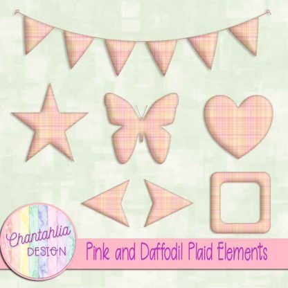 Free pink and daffodil plaid elements