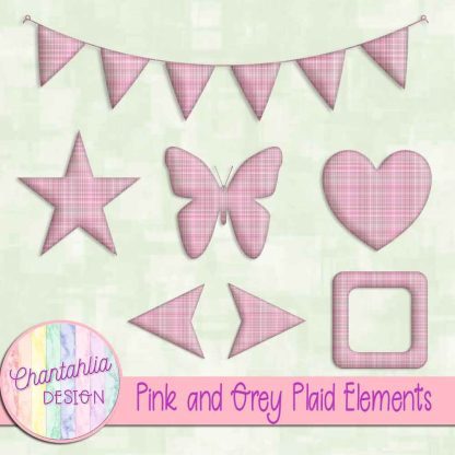 Free pink and grey plaid elements