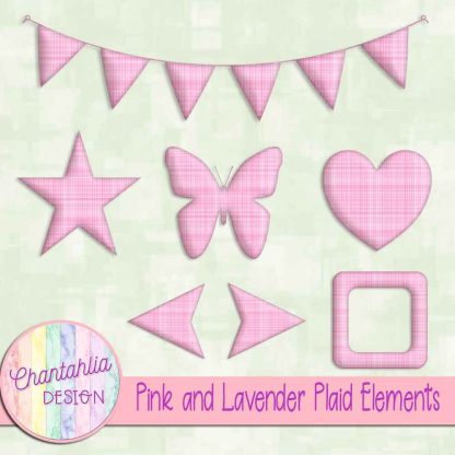 Free pink and lavender plaid elements