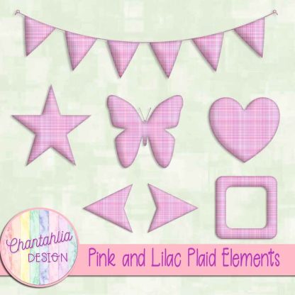 Free pink and lilac plaid elements