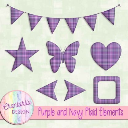 Free purple and navy plaid elements