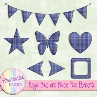 Free royal blue and black plaid element