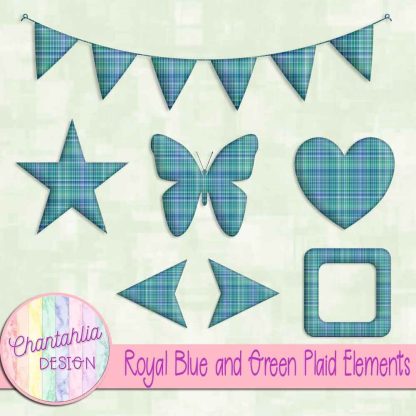 Free royal blue and green plaid elements
