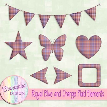 Free royal blue and orange plaid elements