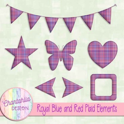 Free royal blue and red plaid elements