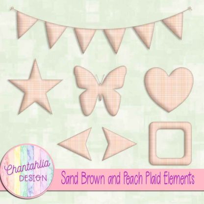Free sand brown and peach plaid elements
