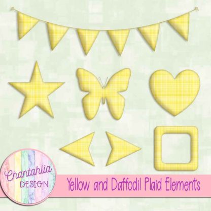 Free yellow and daffodil plaid elements