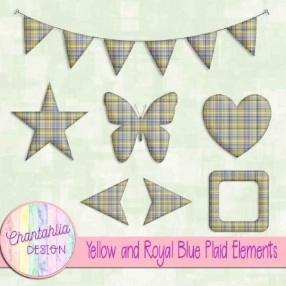 Free yellow and royal blue plaid elements