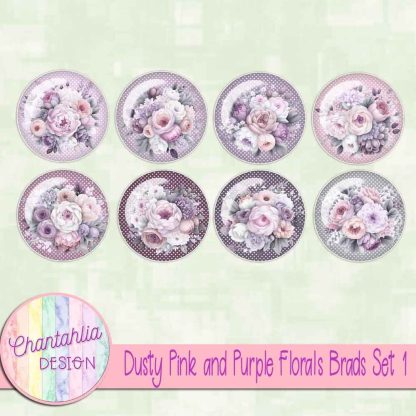Free brads in a Dusty Pink and Purple Florals theme