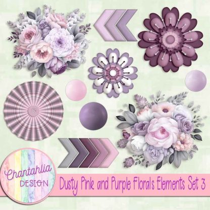 Free design elements in a Dusty Pink and Purple Florals theme