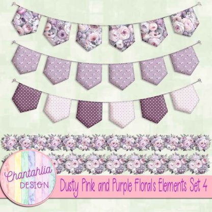 Free design elements in a Dusty Pink and Purple Florals theme