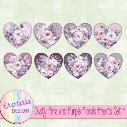 Free hearts in a Dusty Pink and Purple Florals theme