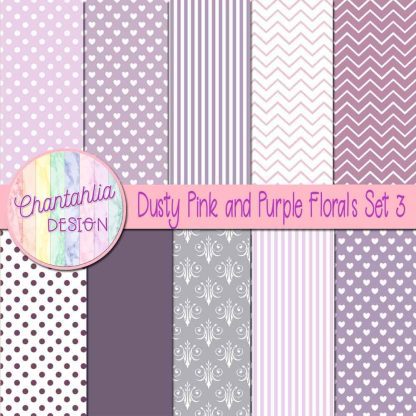 Free digital papers in a Dusty Pink and Purple Florals theme