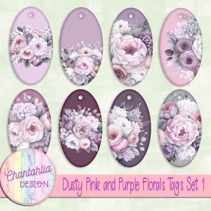 Free tags in a Dusty Pink and Purple Florals theme