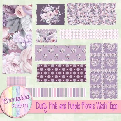 Free washi tape in a Dusty Pink and Purple Florals theme