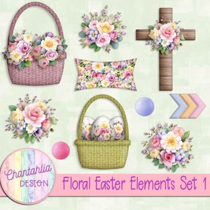 Free design elements in a Floral Easter theme
