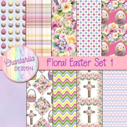 Free digital papers in a Floral Easter theme