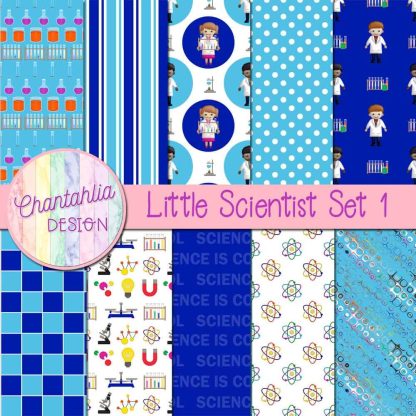 Free digital papers in a Little Scientist theme