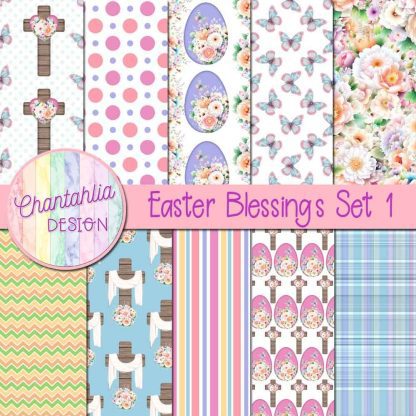 Free digital papers in an Easter blessings theme