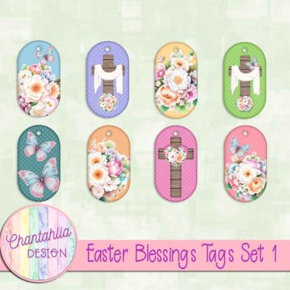 Free tags in an Easter blessings theme