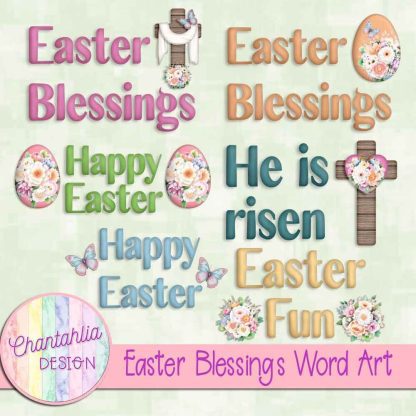 Free word art in an Easter blessings theme