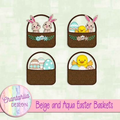 Free beige and aqua Easter baskets