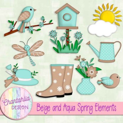Free beige and aqua Spring elements