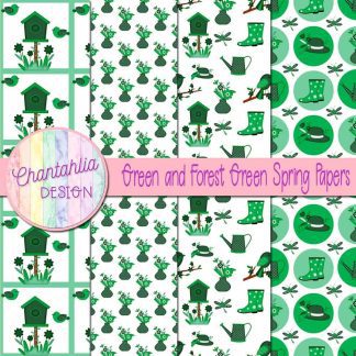 Free green and forest green Spring digital papers