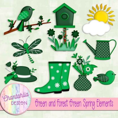 Free green and forest green Spring elements