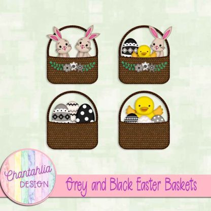 Free grey and black Easter baskets