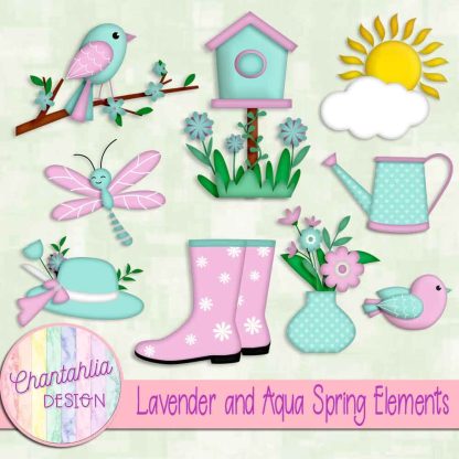 Free lavender and aqua Spring elements