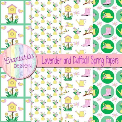 Free lavender and daffodil Spring digital papers