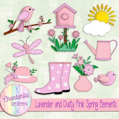 Free lavender and dusty pink Spring elements